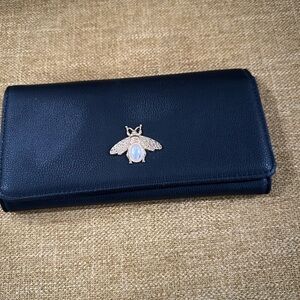 Chic Black Wallet with Insect Detail